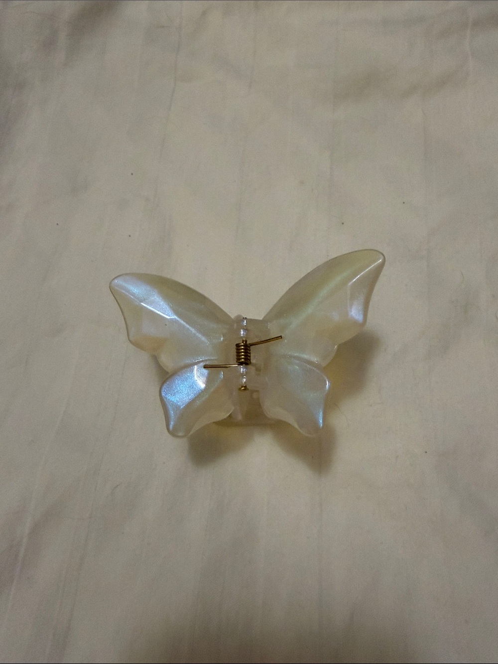 Pearlescent White Butterfly Hair Clip
